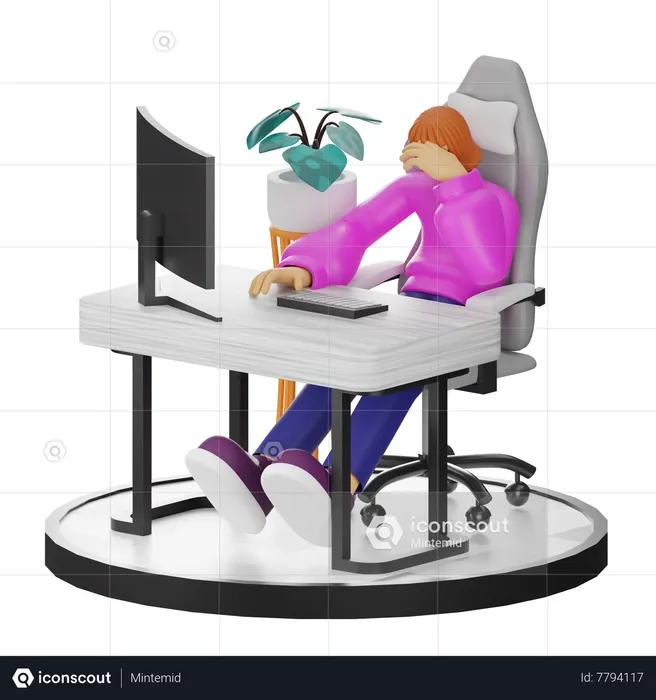 Mujer mareos en el trabajo  3D Illustration