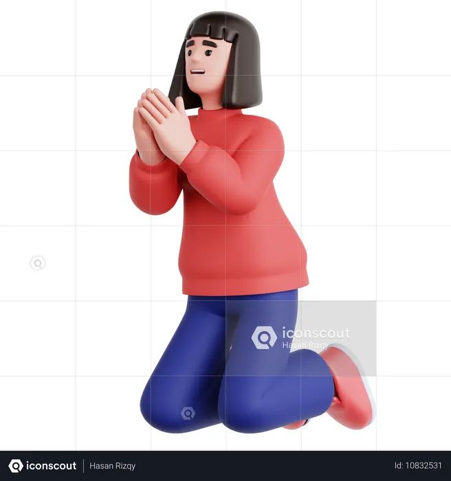 Mujer mendigando  3D Icon
