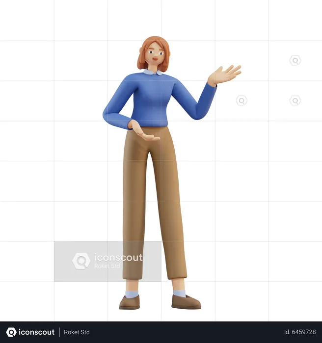 Mujer mostrando algo  3D Illustration