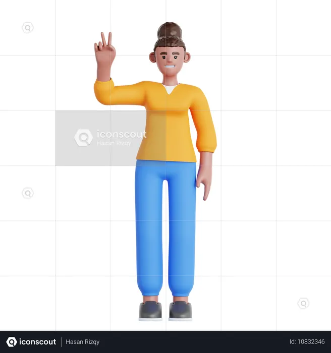 Mujer mostrando paz  3D Illustration