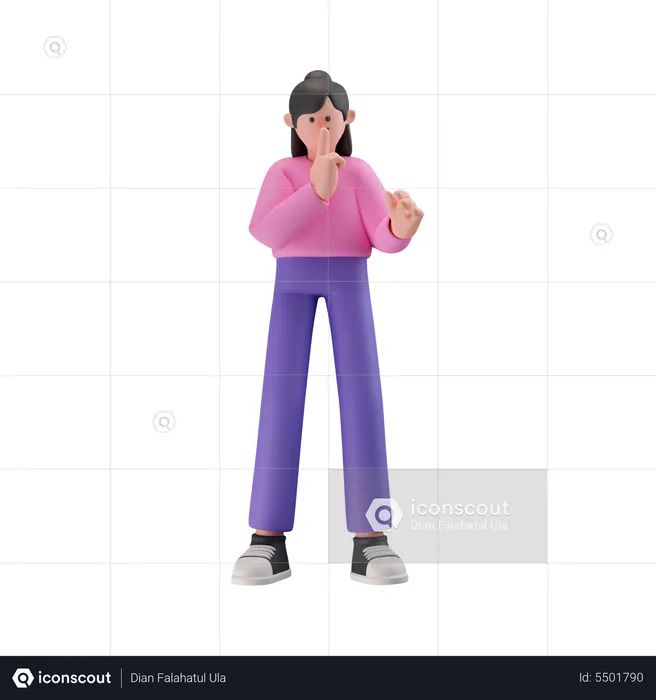 Mujer mostrando gesto de silencio  3D Illustration