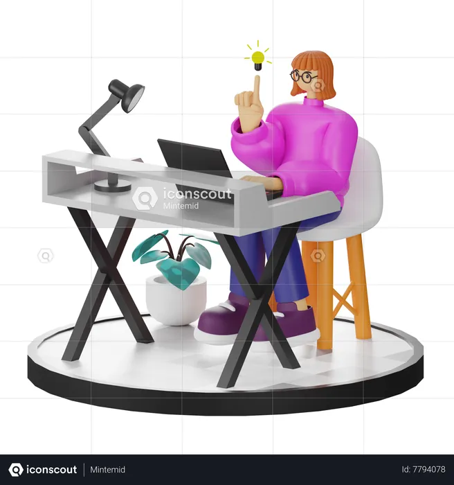 Mujer obteniendo ideas  3D Illustration