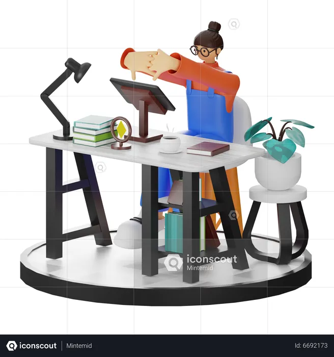 Mujer relajante después del trabajo  3D Illustration