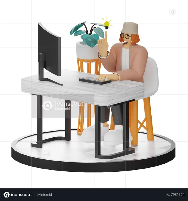 Mujer teniendo idea  3D Illustration