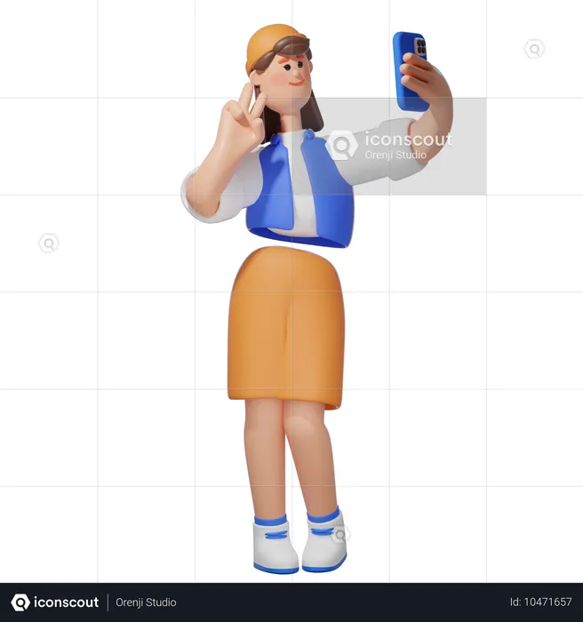 Mujeres tomando selfies  3D Illustration