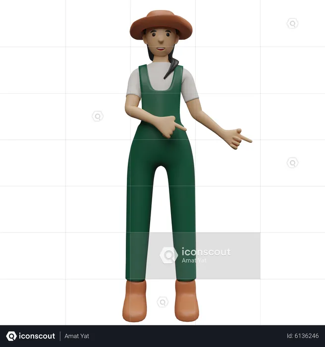 Agricultora mostrando os dedos  3D Illustration