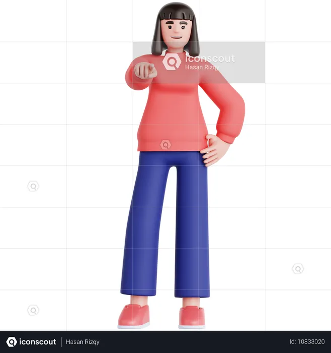 Mulher apontando para você  3D Illustration