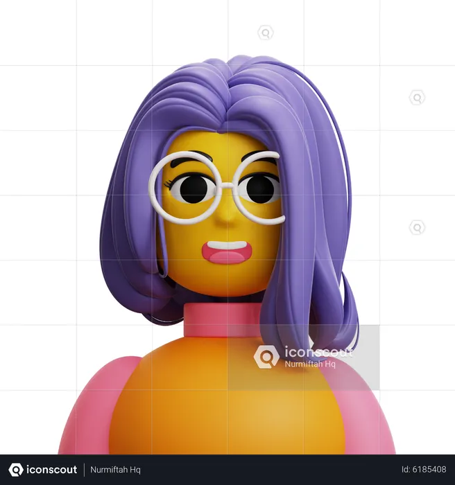 Cabelo comprido de mulher com óculos  3D Icon