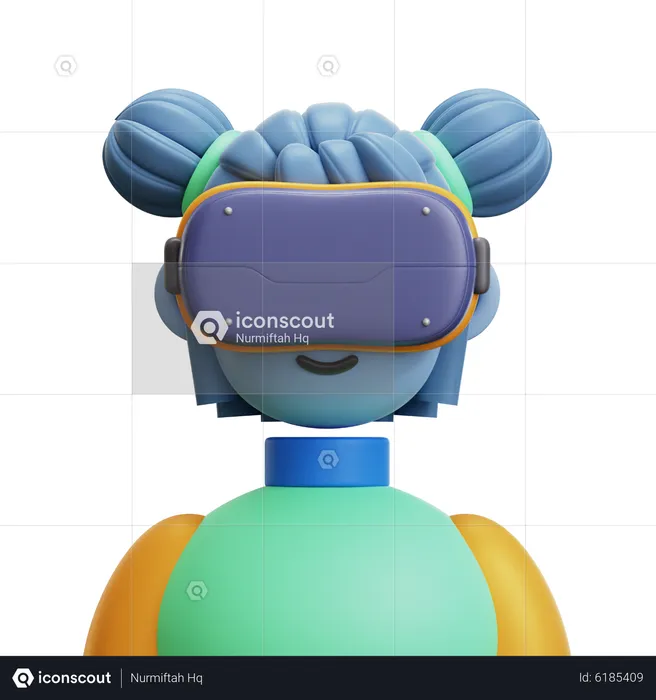 Rabo de cabelo de mulher com óculos VR  3D Icon