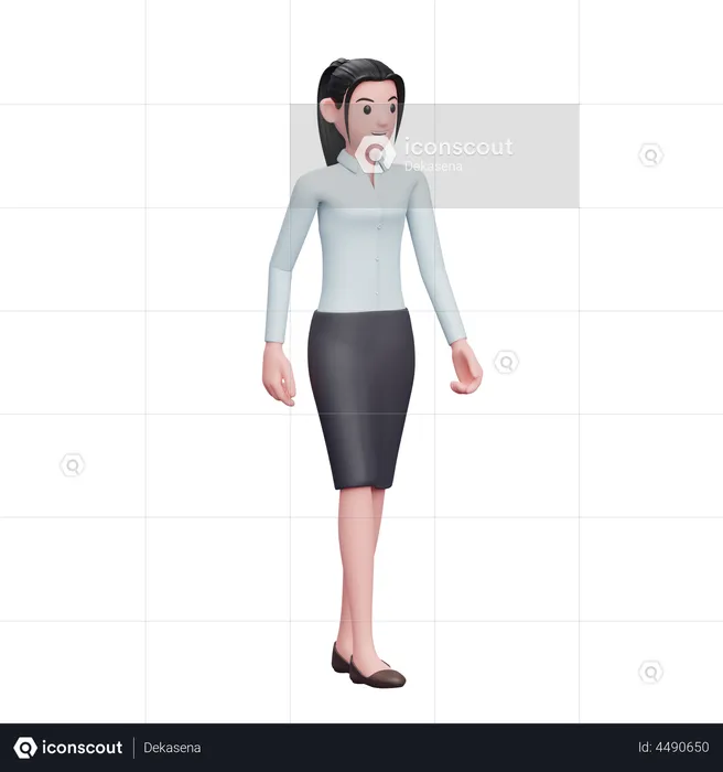 Mulher Caminhando Usando Camisa Longa E Saia  3D Illustration