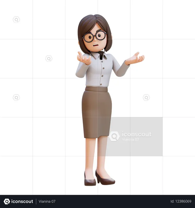 Mulher de negócios de terno e óculos, irritada e muito deprimida  3D Icon