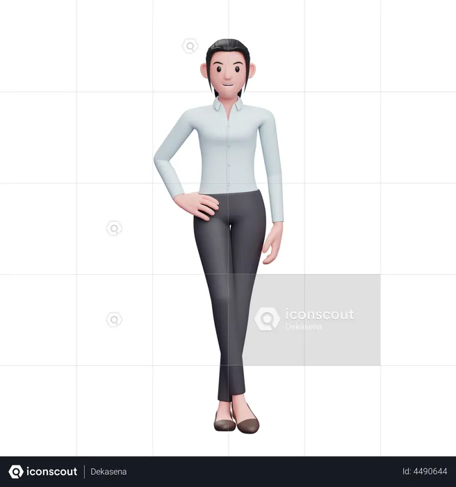 Mulher de negócios em pé com a mão na cintura  3D Illustration