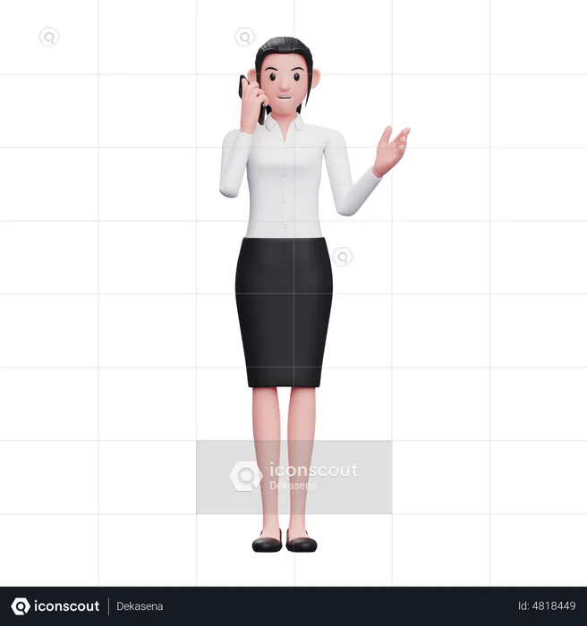 Mulher de negócios falando no smartphone  3D Illustration