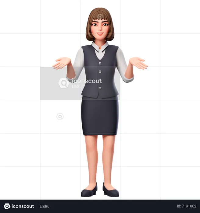 Mulher de negócios mostrando gesto de encolher os ombros  3D Illustration