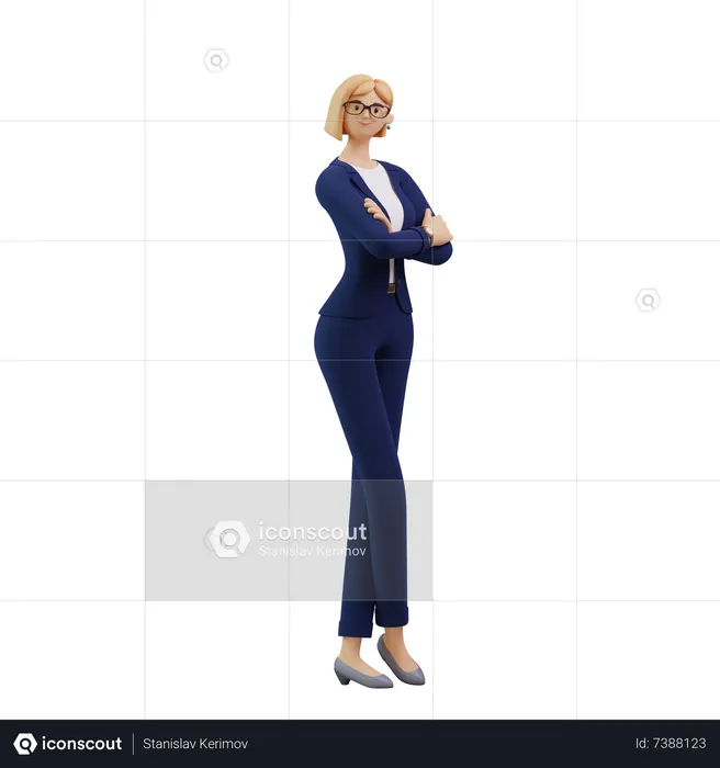 Mulher de negócios posando com os braços cruzados  3D Illustration