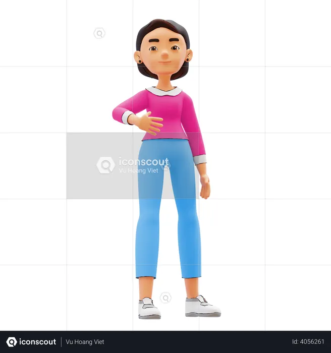 Mulher em pé com um braço na cintura  3D Illustration