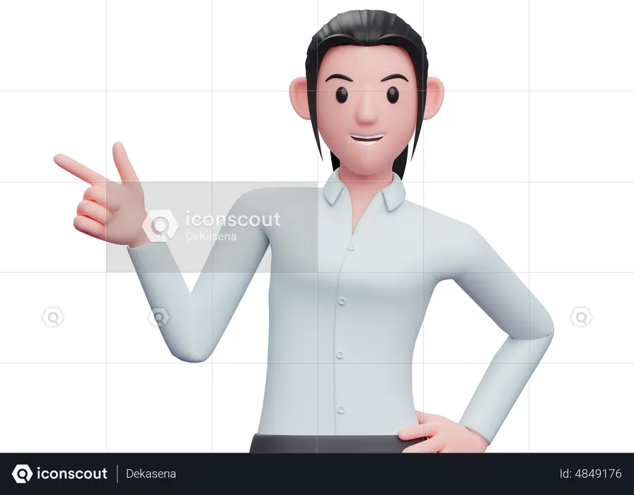 Mulher de negócios, apontando para o lado  3D Illustration