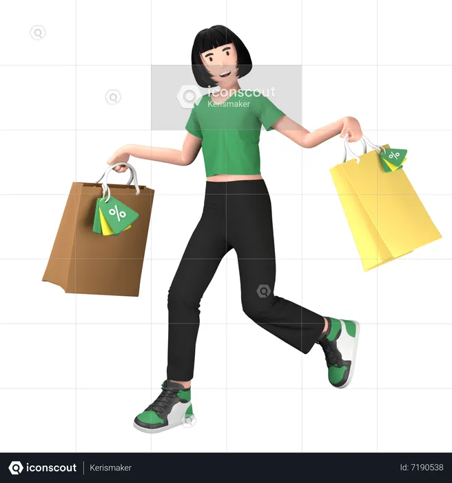Mulher fazendo compras durante a venda  3D Illustration