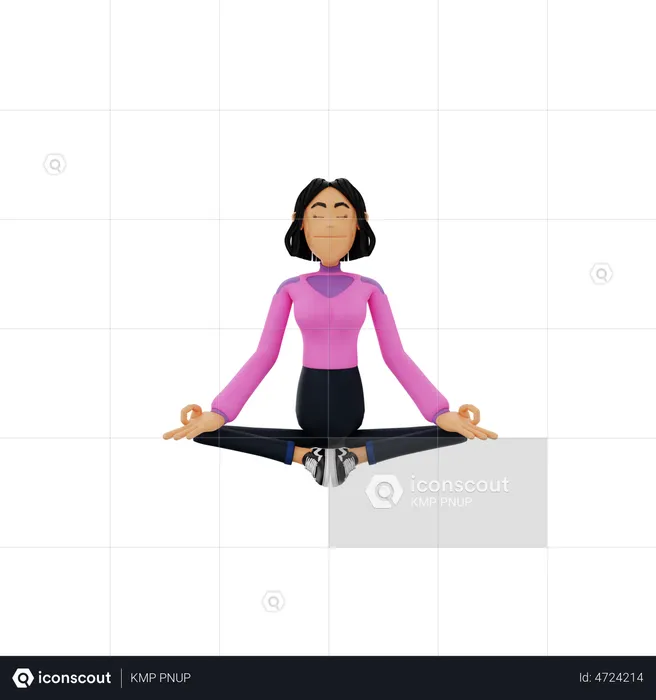 Mulher fazendo meditação  3D Illustration