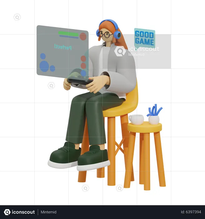 Mulher jogando  3D Illustration