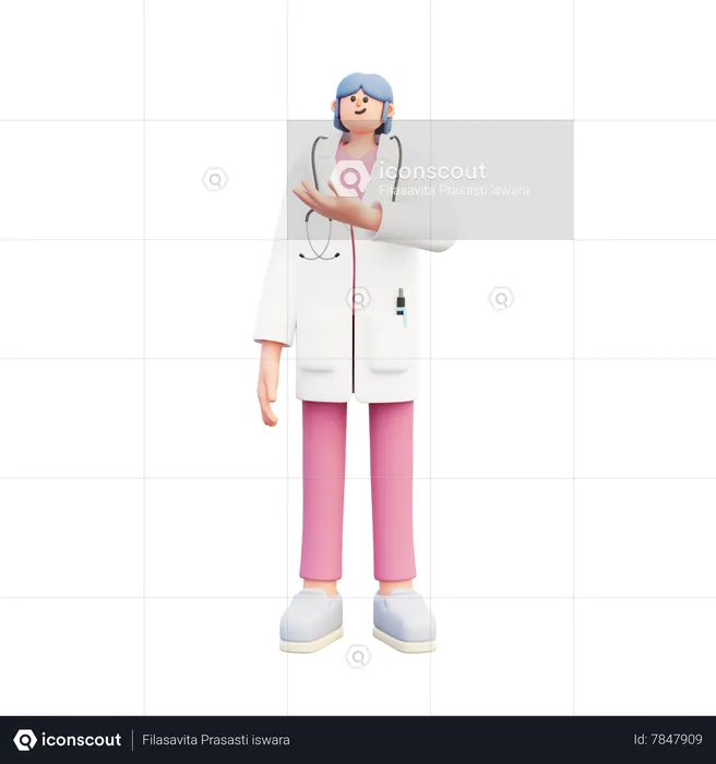 Mulher Médica Show Recomendação  3D Illustration