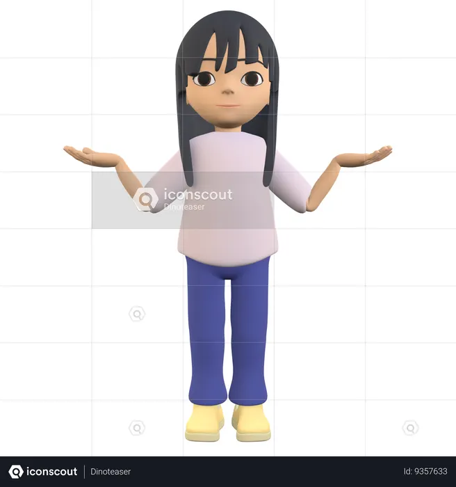 Mulher posa ignorantemente com as duas mãos levantadas  3D Icon