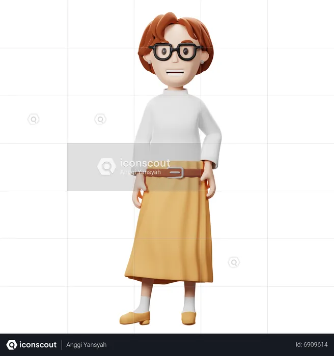 Professora mulher feliz  3D Illustration