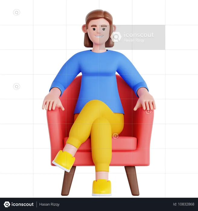 Mulher sentada no sofá  3D Illustration