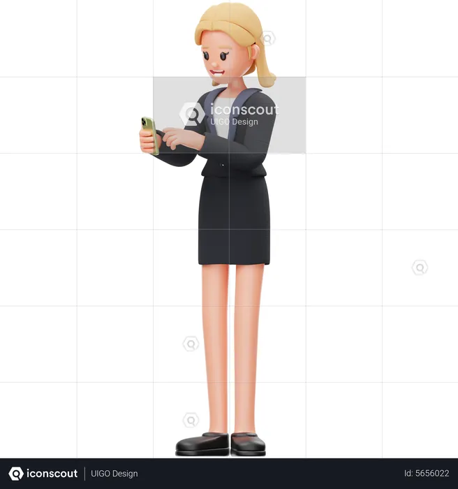 Mulher usa telefone  3D Illustration