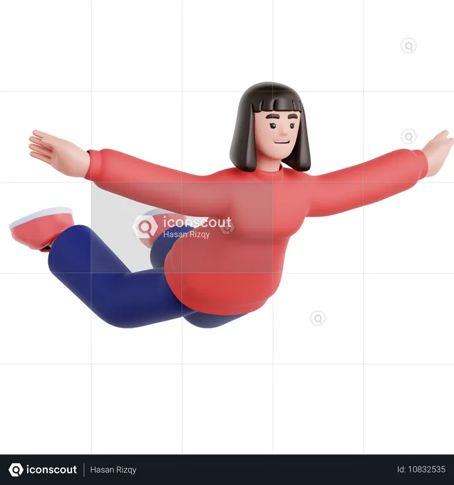 Pose de mulher voando  3D Illustration