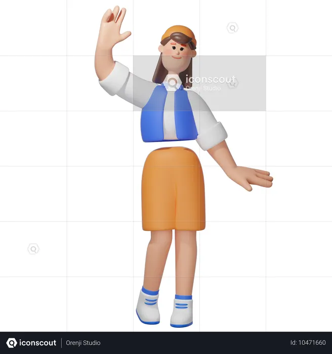 Mulheres fazendo pose de acenar com as mãos  3D Icon