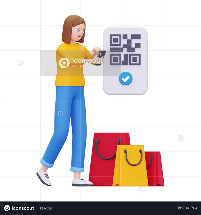 Mulheres pagam compras sem dinheiro  3D Illustration