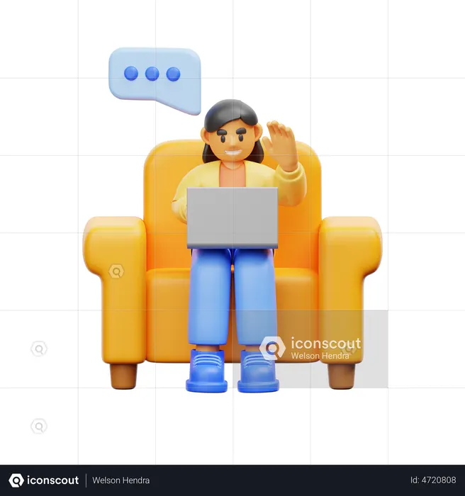 Mulheres participando de reunião on-line  3D Icon