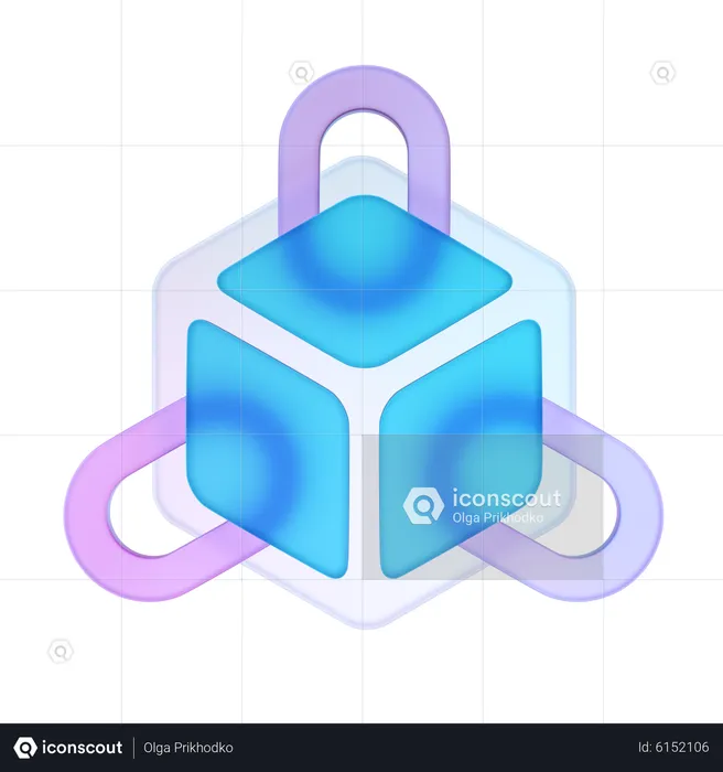 Multi Chain Block  3D Icon