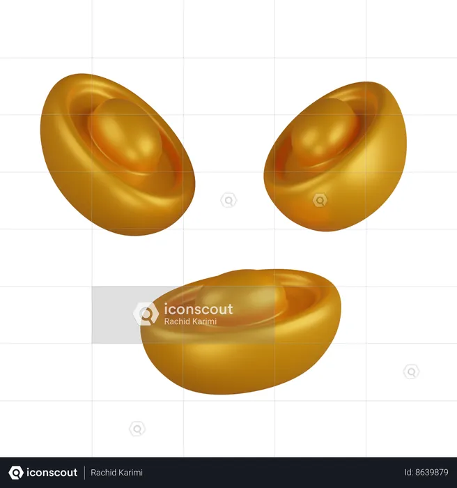Multiple Chinese Gold Ingots  3D Icon