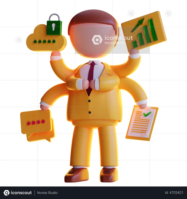 Multitasking Businessman  3D Icon