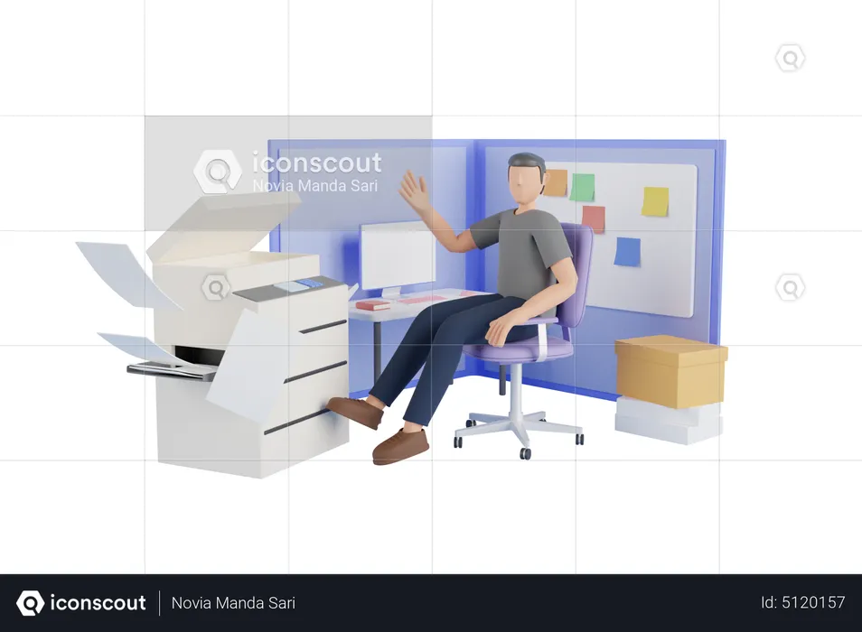 Multitasking Employee  3D Illustration