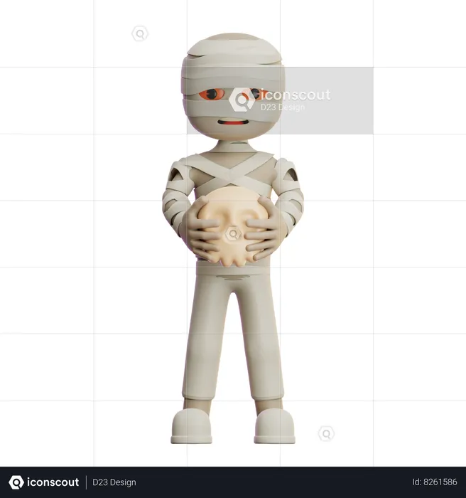 Mummy Carrying Skull  3D Illustration