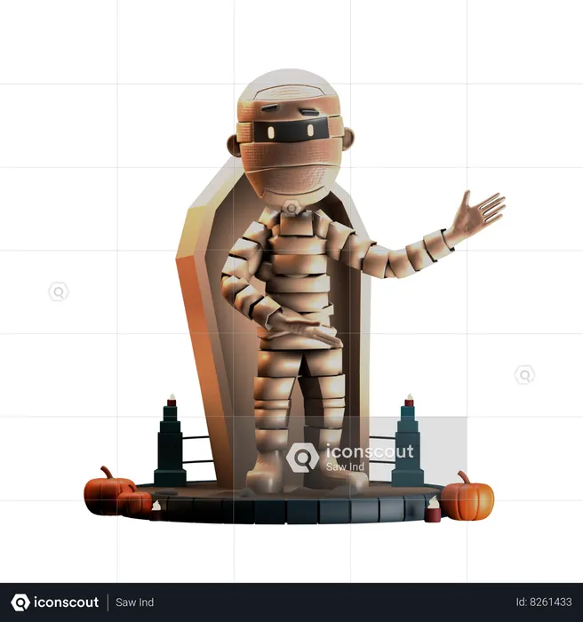Mummy Pointed To Left  3D Illustration