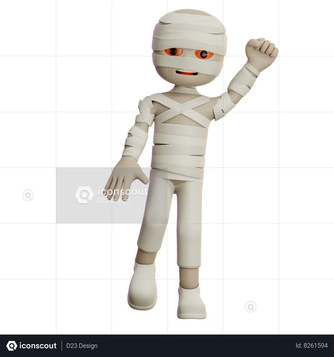 Mummy Standing And One Hand Up  3D Illustration