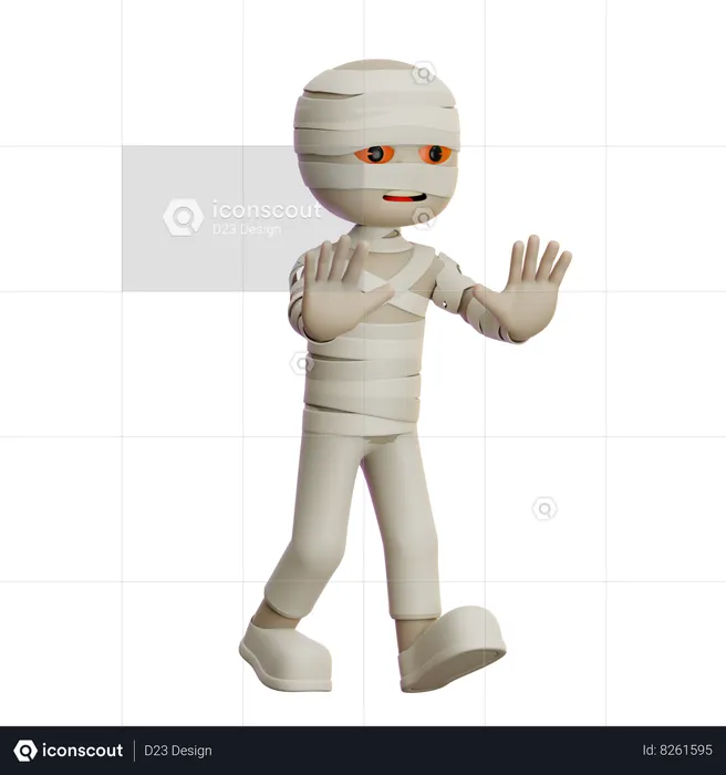 Mummy Walking And Showing Scary Hands  3D Illustration