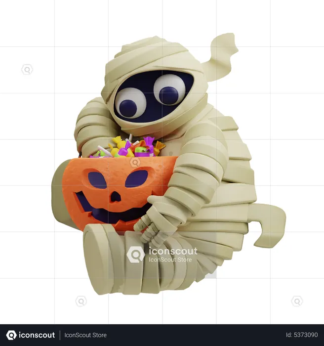 Mummy With Candies  3D Illustration