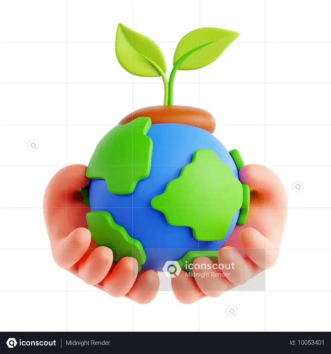 Mundo seguro com planta  3D Icon