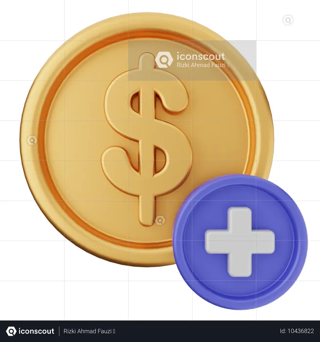 Münze Dollar hinzufügen  3D Icon