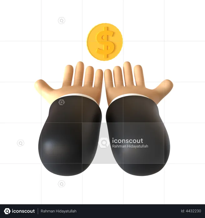 Handbewegung zum Empfangen einer Münze  3D Illustration
