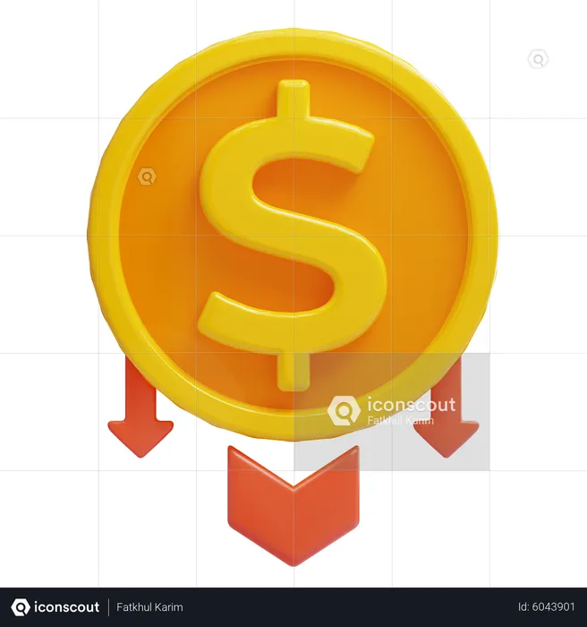 Münze nach unten  3D Icon