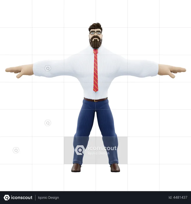 Muscular Businessman  3D Illustration