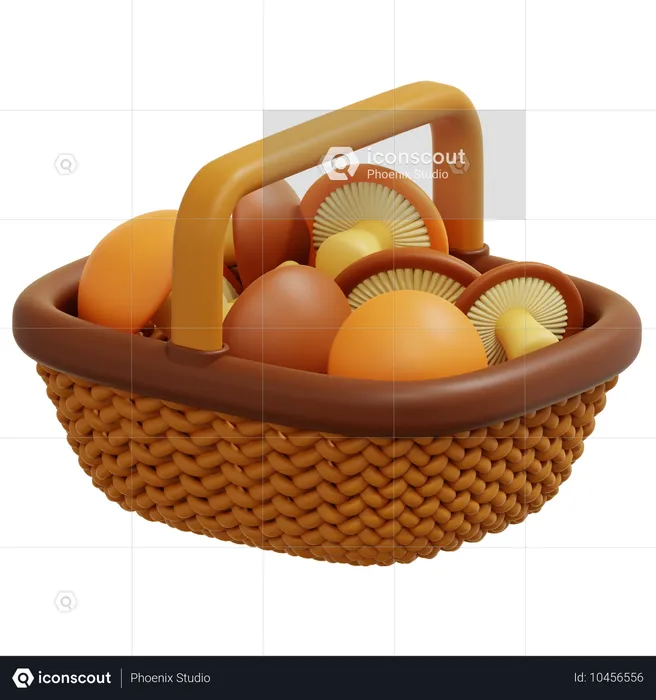 Mushroom In Basket  3D Icon