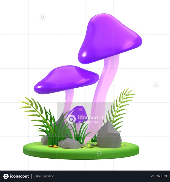 Mushroom Purple Cone  3D Icon