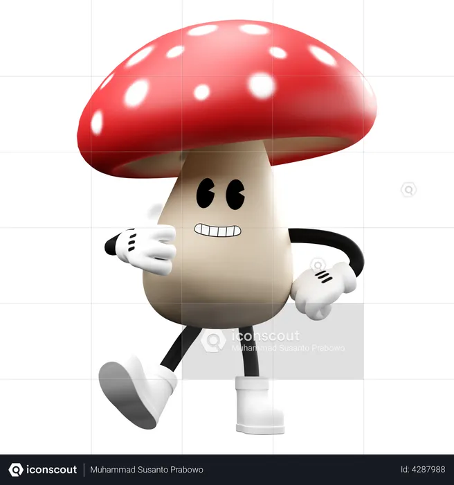 Mushroom thinking something Emoji 3D Illustration